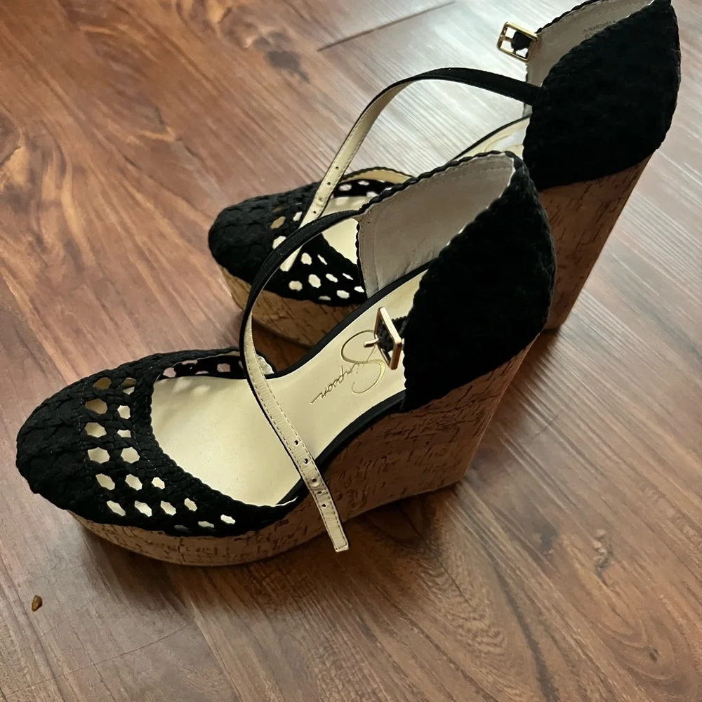 Jessica Simpson Black Espadrille Shoes with Ankle Strap